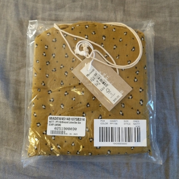 Madewell Sarong Scarf Blanket Printed Mustard Yellow Brown Linen Blend Bronzed - Picture 3 of 4